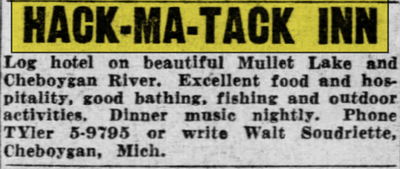 Hack-Ma-Tack Inn - July 1949 Ad (newer photo)